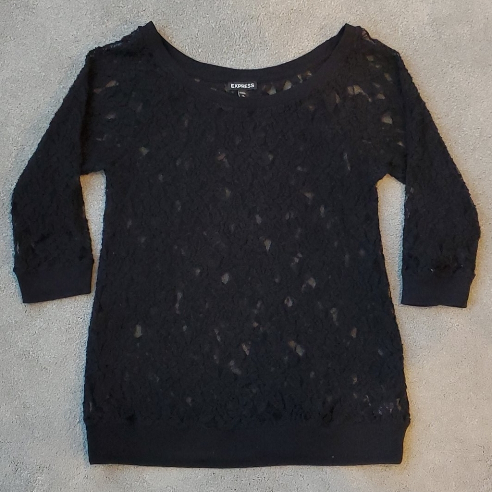 Express 3/4 Sleeve Lace Top Sz M